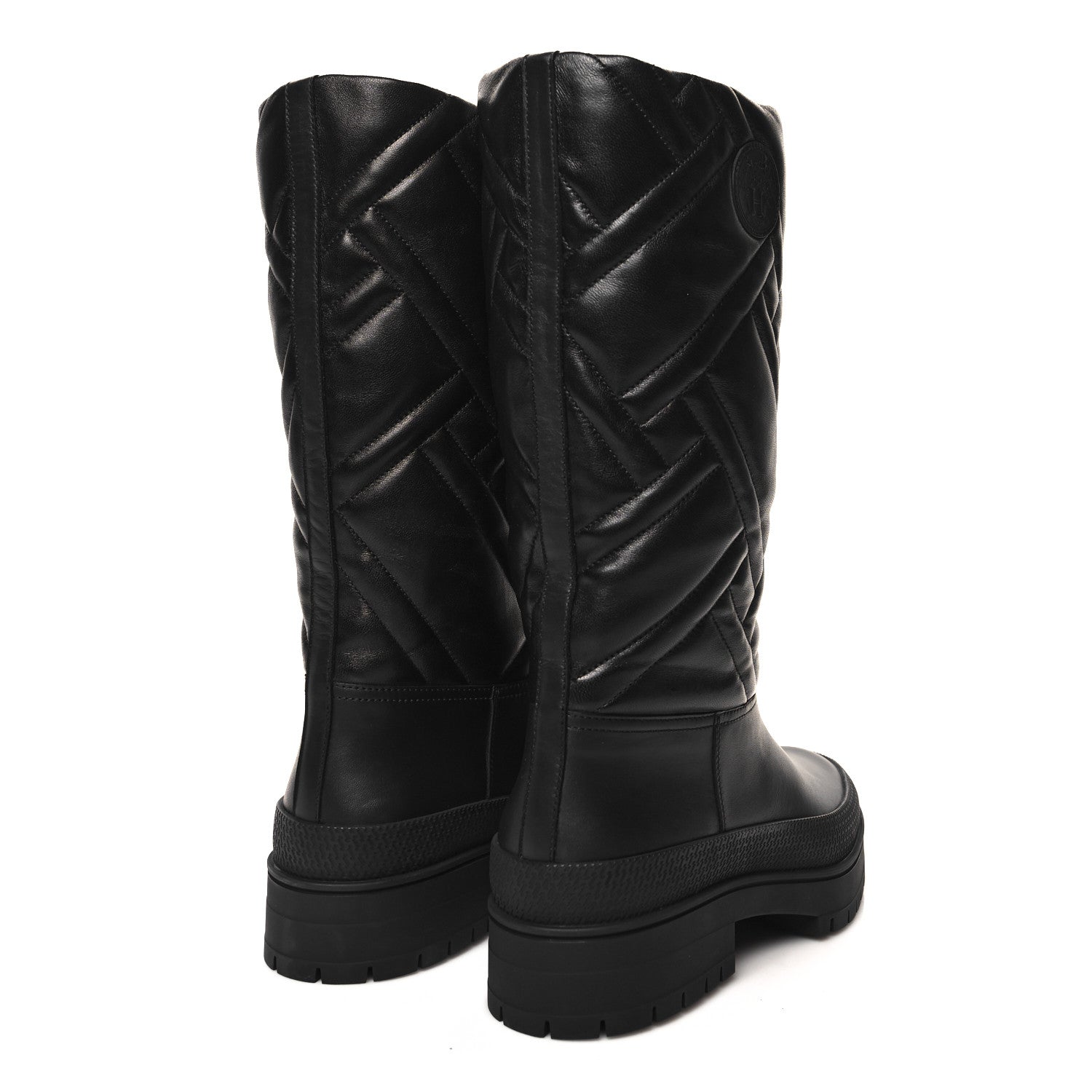 Hermes Goatskin Quilted Fuji Boots 38 Black 4 of 8