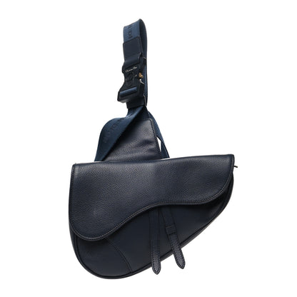 Christian Dior Grained Calfskin Saddle Bag Navy Blue 1 of 10