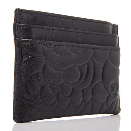 Chanel Lambskin Camellia Embossed Card Holder Black 3 of 12