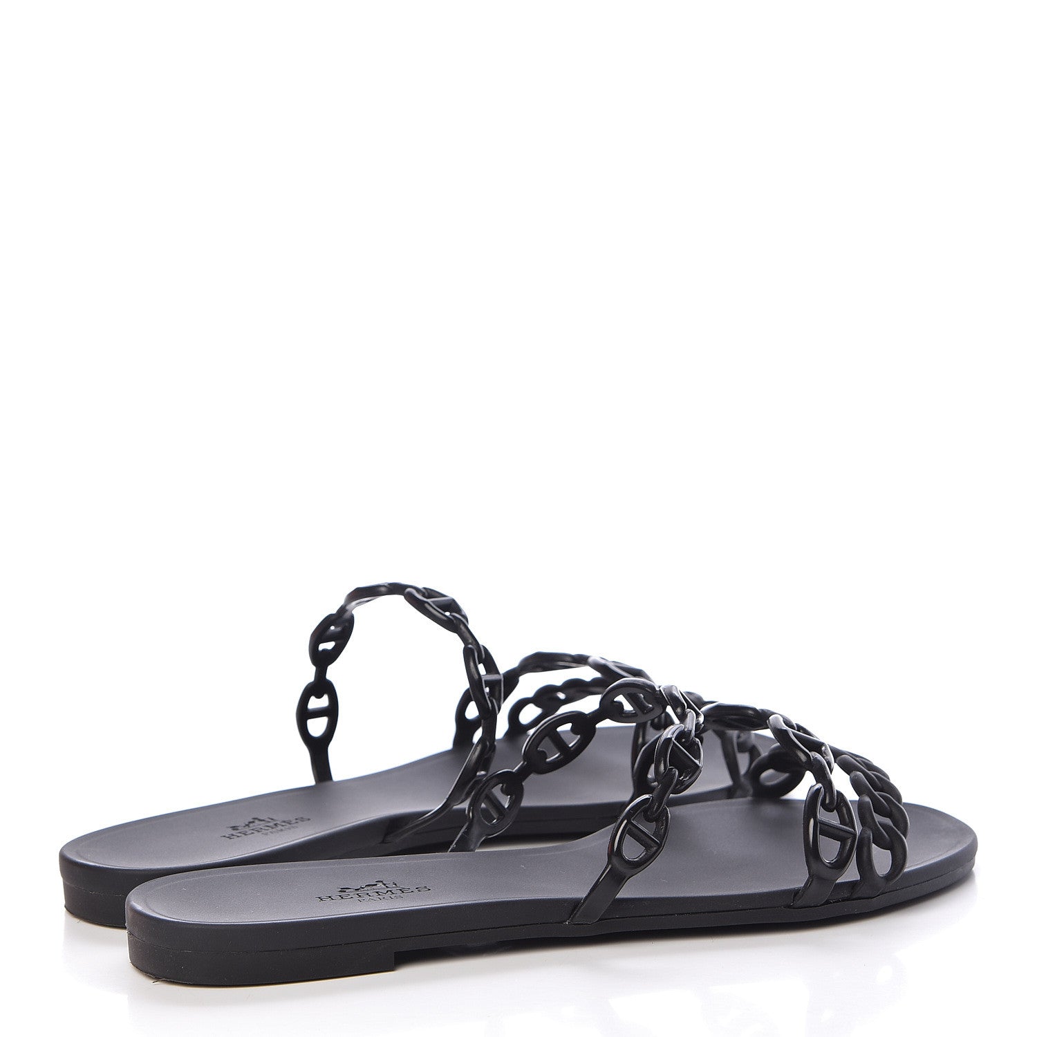 Hermes Rubber Chaine d'Ancre Rivage Sandals 37 Black 4 of 9