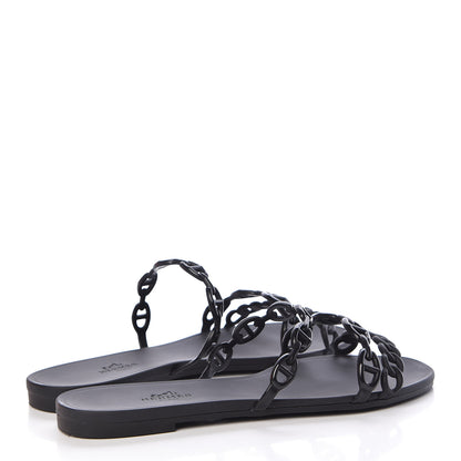 Hermes Rubber Chaine d'Ancre Rivage Sandals 37 Black 4 of 9