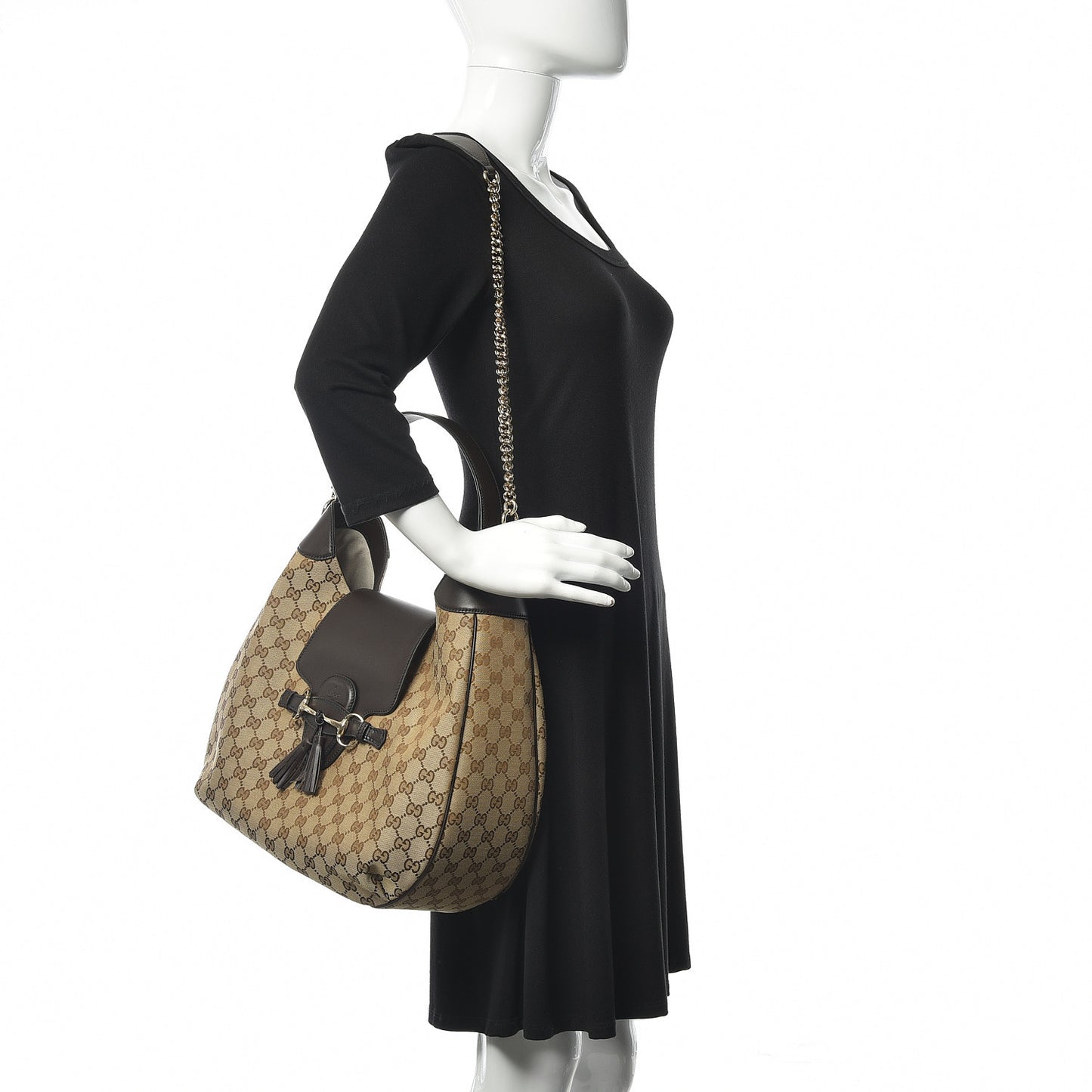 Monogram Margaux Calfskin Medium Emily Hobo Beige Ebony Cocoa