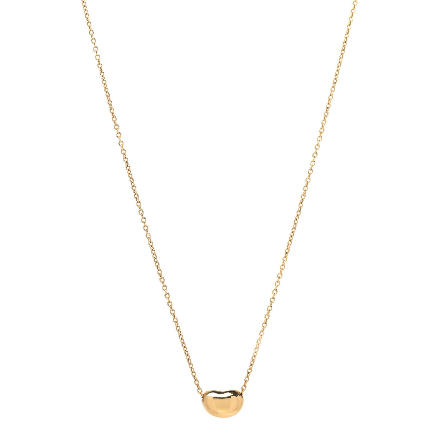 Tiffany 18K Yellow Gold 9mm Elsa Peretti Bean Pendant Necklace 1 of 7