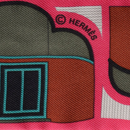 Hermes Silk Les Coupes Twilly Rose Indien Gris Vert De Gris 4 of 6