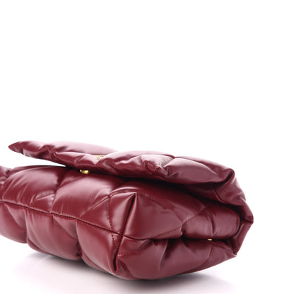 Balenciaga Nappa Calfskin Quilted Touch B Puffy Clutch Dark Red 9 of 10
