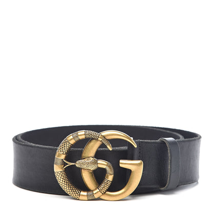Gucci Faded Calfskin Snake Double G 40mm Belt 85 34 Black 1 of 7