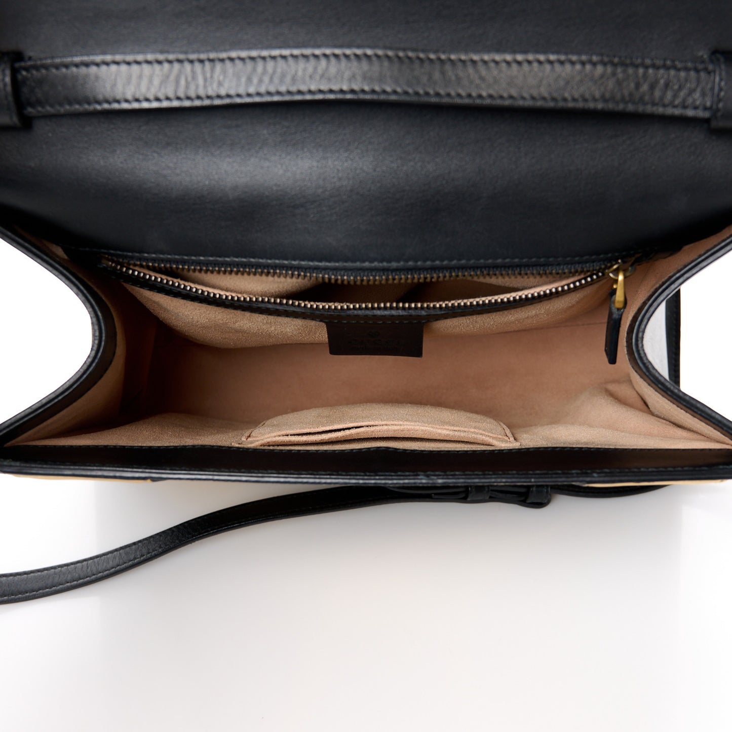 GG Supreme Monogram Small Osiride Top Handle Bag Black Gold