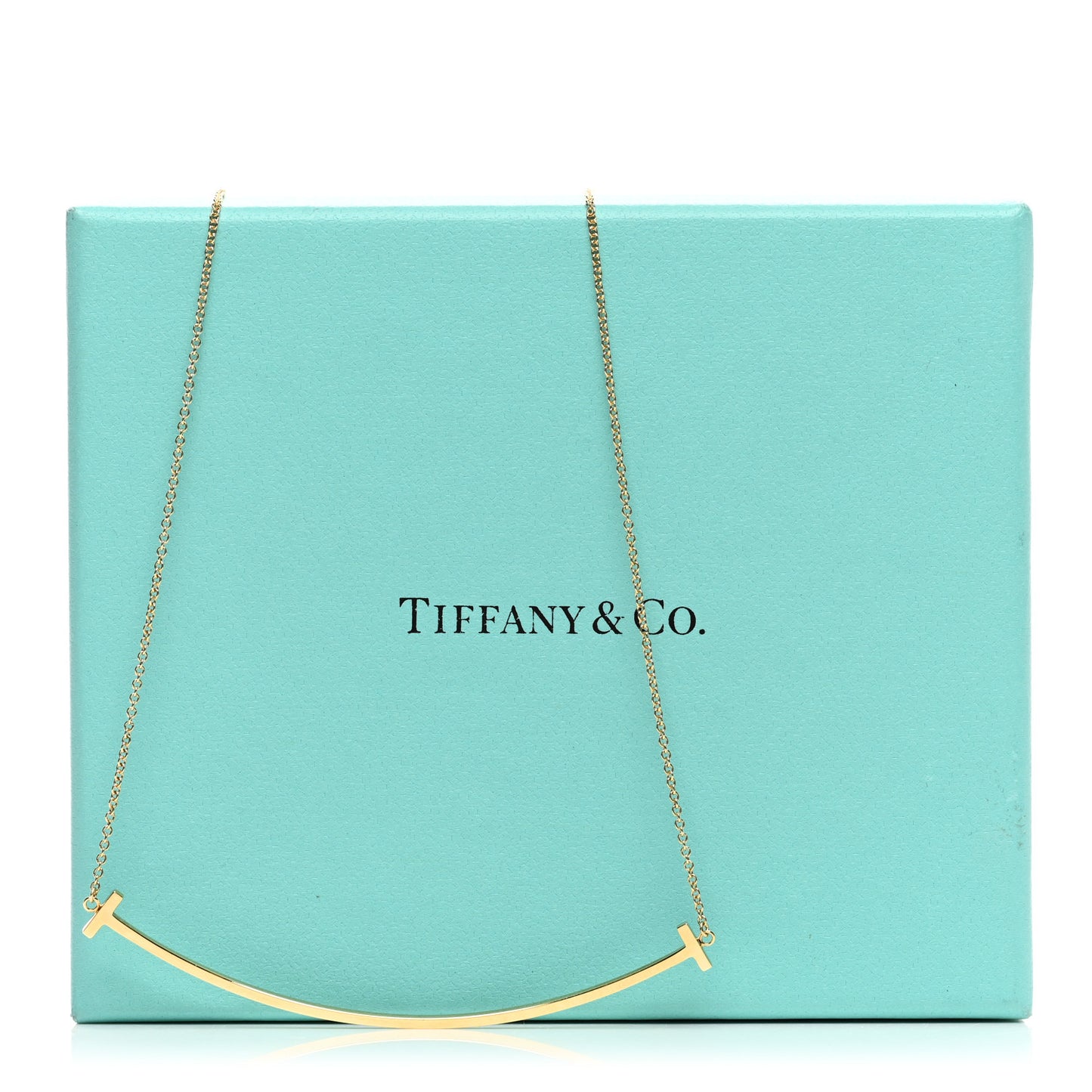 18K Yellow Gold Large T Smile Pendant Necklace