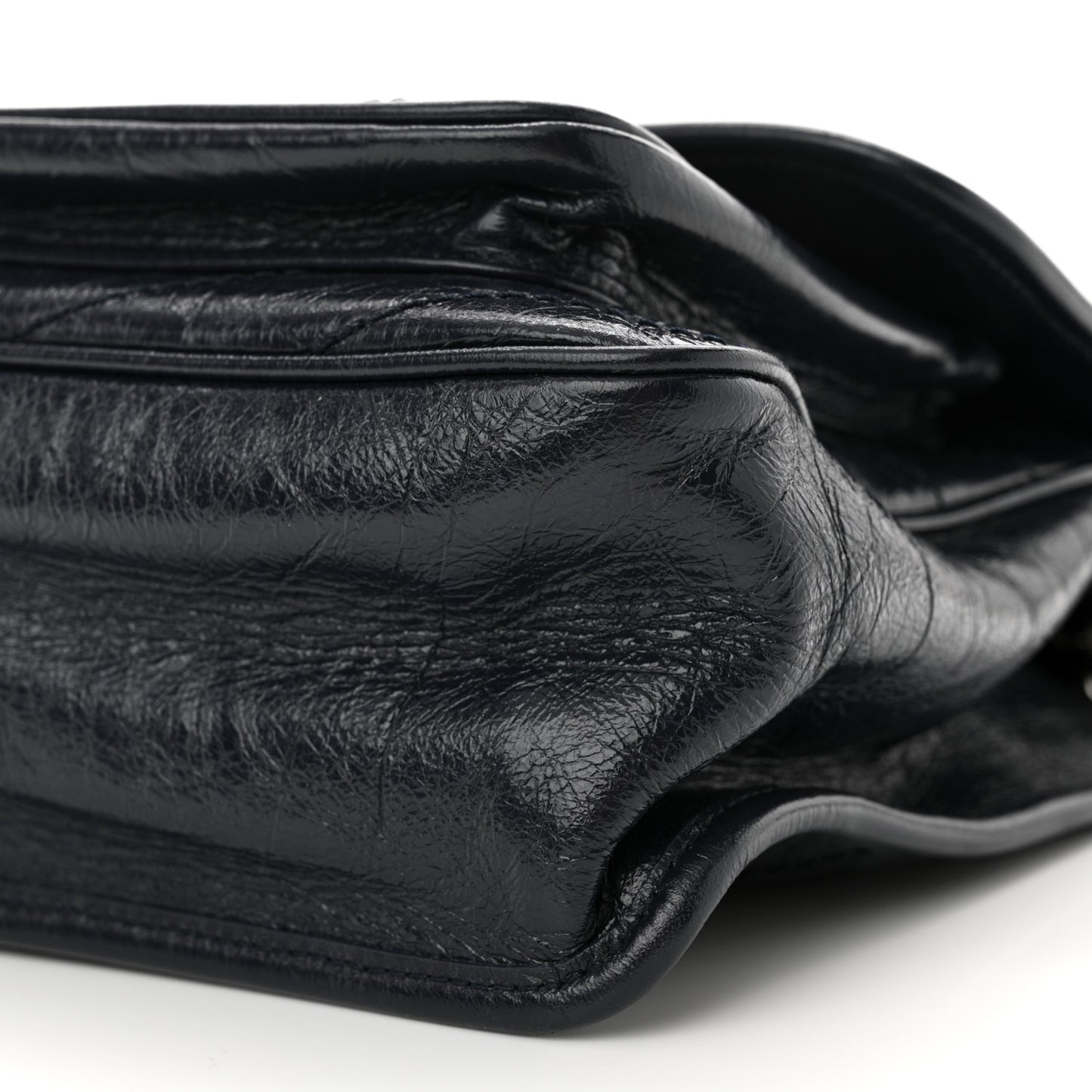 Crinkled Calfskin Matelasse Monogram Medium Niki Chain Satchel Deep Marine