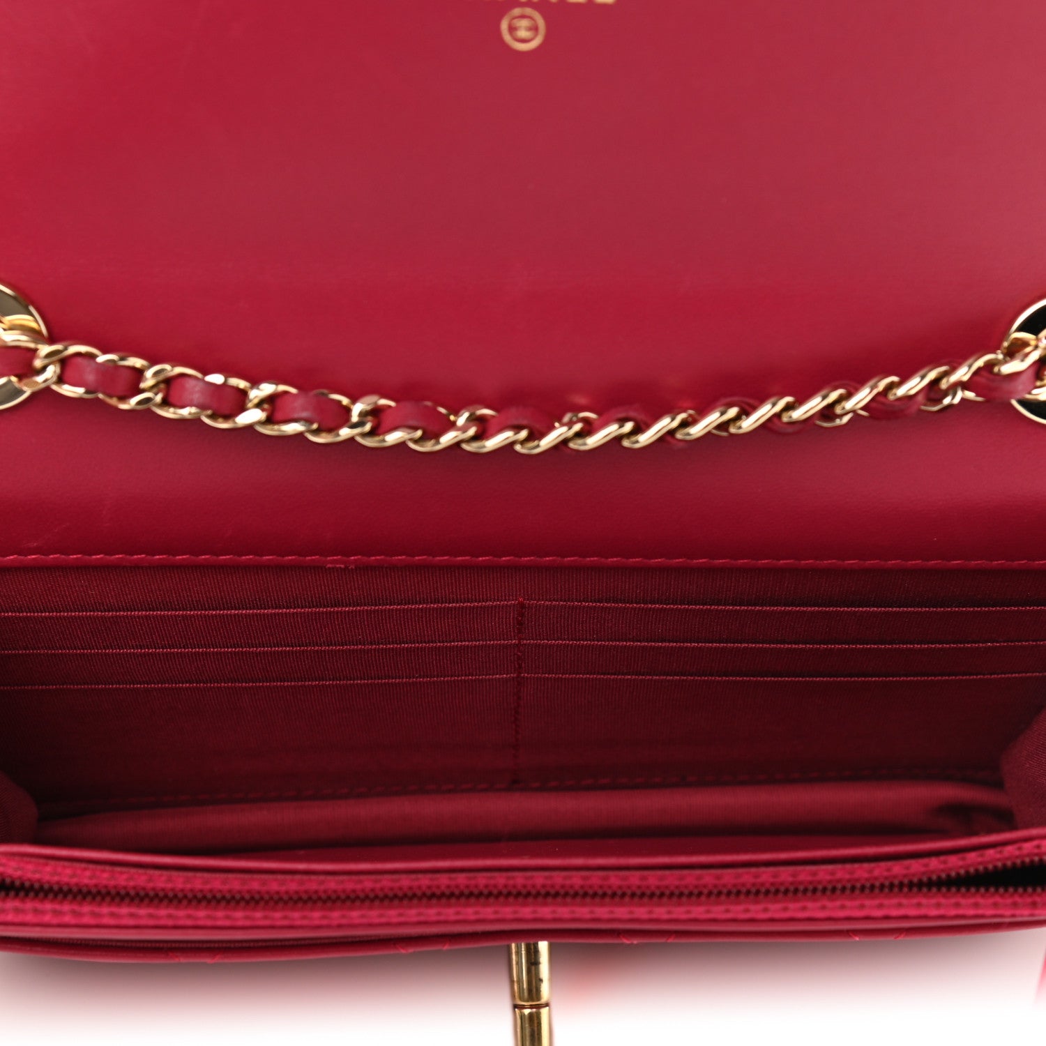 Chanel Lambskin Quilted Trendy CC Wallet On Chain WOC Dark Pink 5 of 12