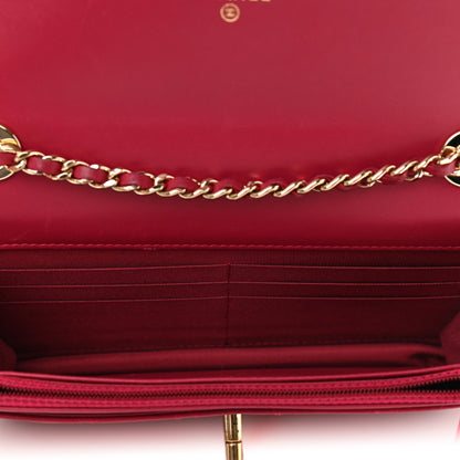 Chanel Lambskin Quilted Trendy CC Wallet On Chain WOC Dark Pink 5 of 12