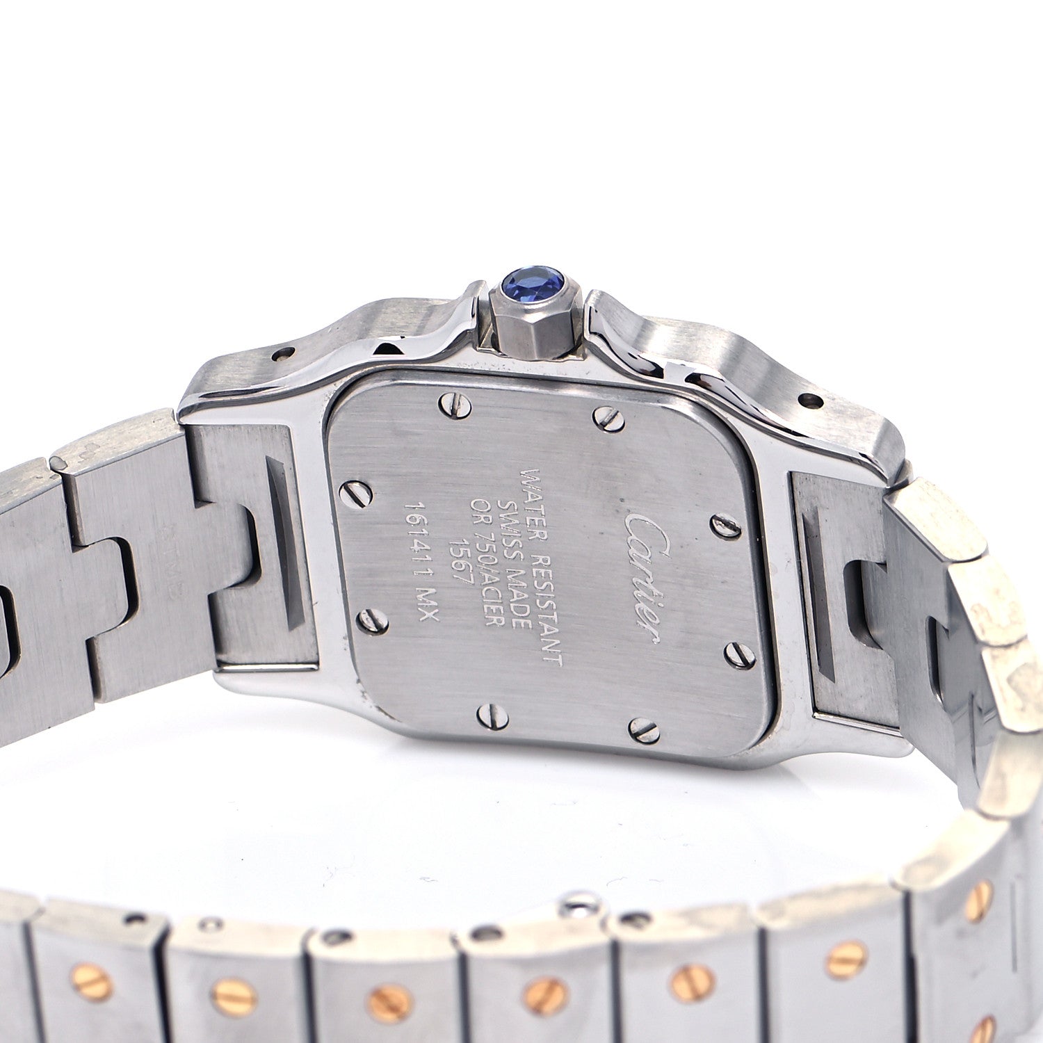 Cartier Stainless Steel 18K Yellow Gold 24mm Santos De Cartier Galbee Quartz Watch 4 of 4