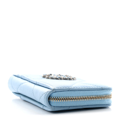 Chanel Lambskin Quilted Chanel 19 Vertical Zip Card Holder Wallet Light Blue 4 of 8