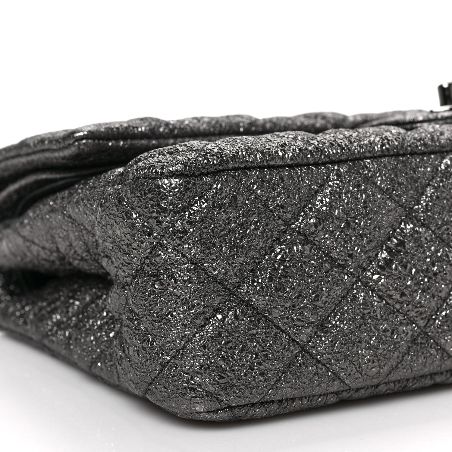 Chanel Metallic Crackled Calfskin Medium Double Flap Argent Fonce 7 of 8