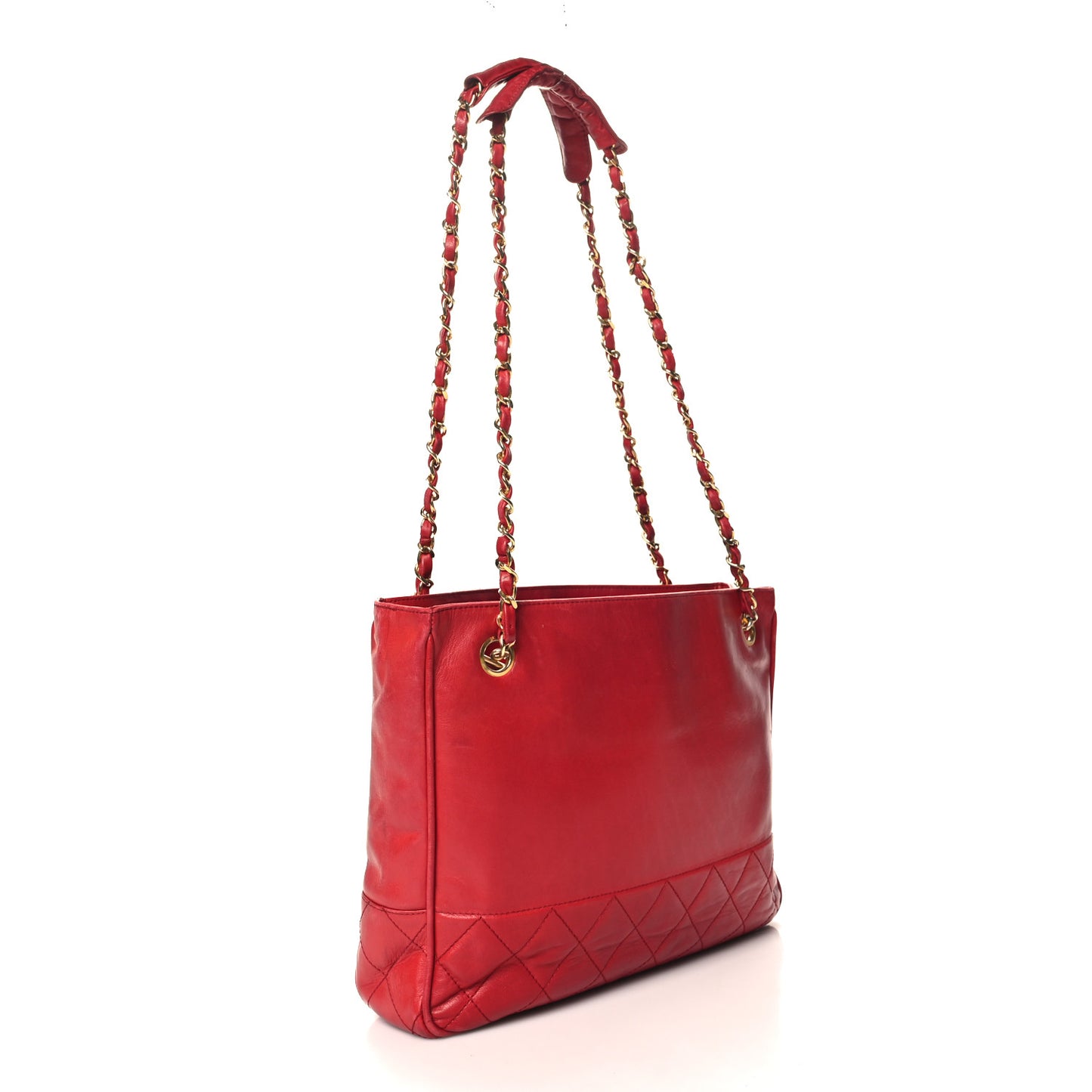 Lambskin Quilted Tote Red