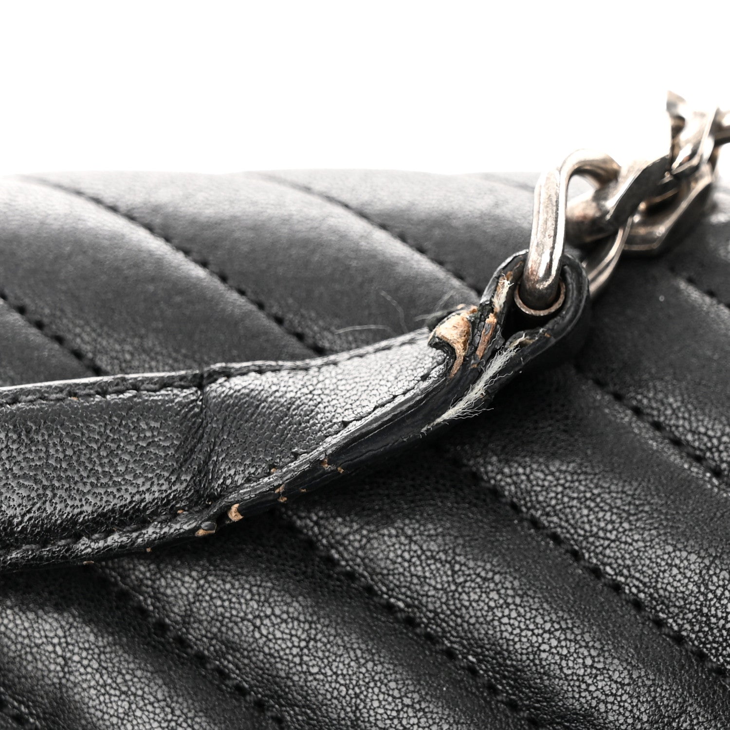 Saint Laurent Sheepskin Matelasse Chevron Monogram Large College Satchel Black 17 of 17