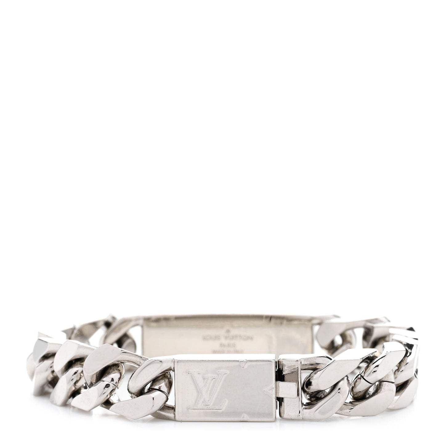 Zamac Palladium Monogram Chain Bracelet Silver