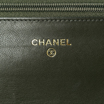 Chanel Lambskin Timeless CC Wallet On Chain WOC Khaki 7 of 9
