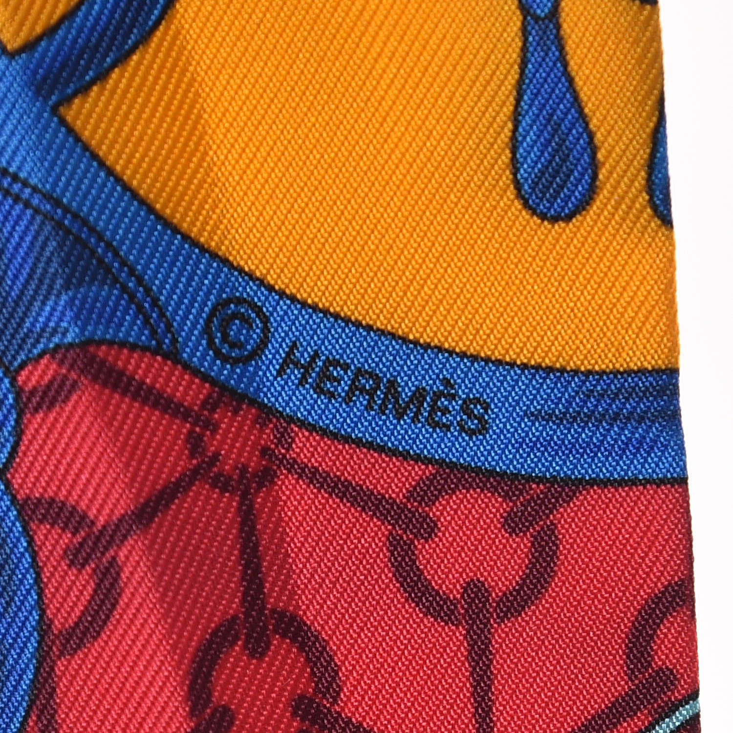 Hermes Silk La Promenade Du Matin Twilly Bleu Fuchsia Rouge 4 of 6