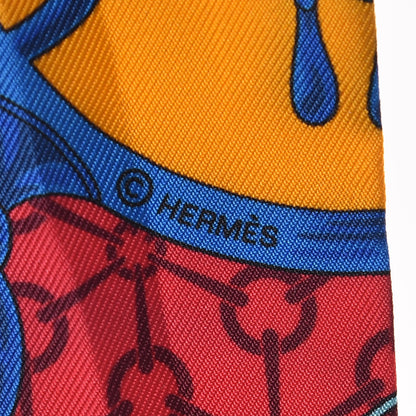 Hermes Silk La Promenade Du Matin Twilly Bleu Fuchsia Rouge 4 of 6