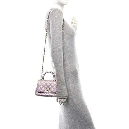 Chanel Iridescent Caviar Quilted Extra Mini Coco Handle Flap Light Pink 2 of 11