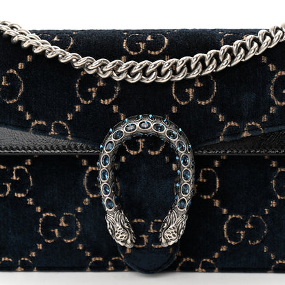 Gucci Velvet Skipper Crystal GG Monogram Small Dionysus Shoulder Bag Blue Beige Black 7 of 9