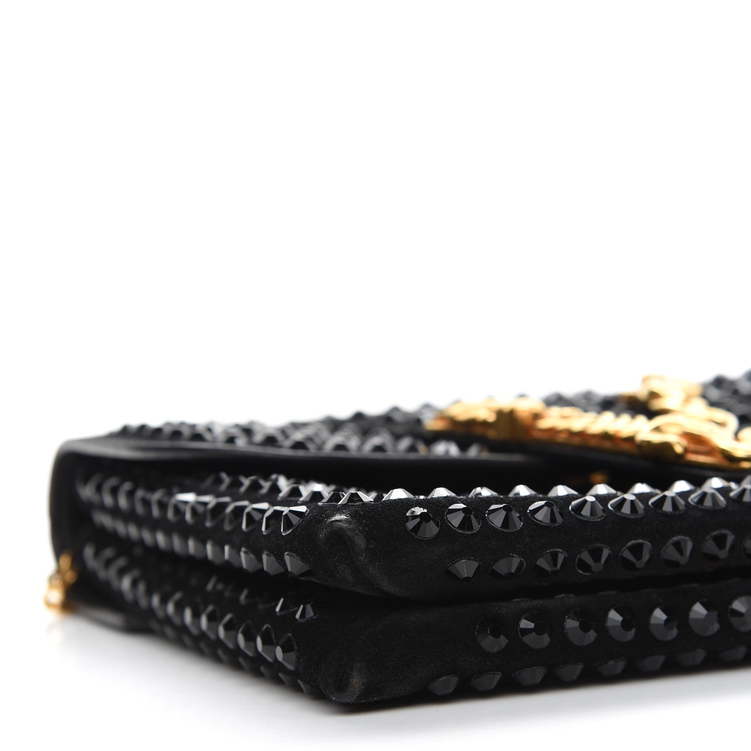 Versace Suede Studded Virtus Chain Clutch Black 8 of 9