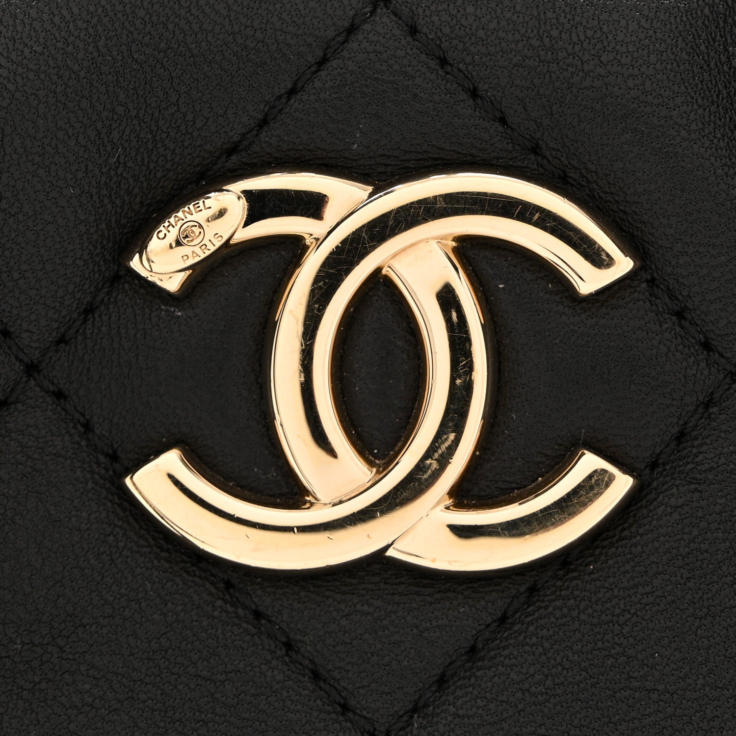 Chanel Lambskin Quilted Resin Bi-Color Chain Bucket Bag Black 12 of 13