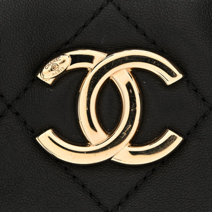 Chanel Lambskin Quilted Resin Bi-Color Chain Bucket Bag Black 12 of 13