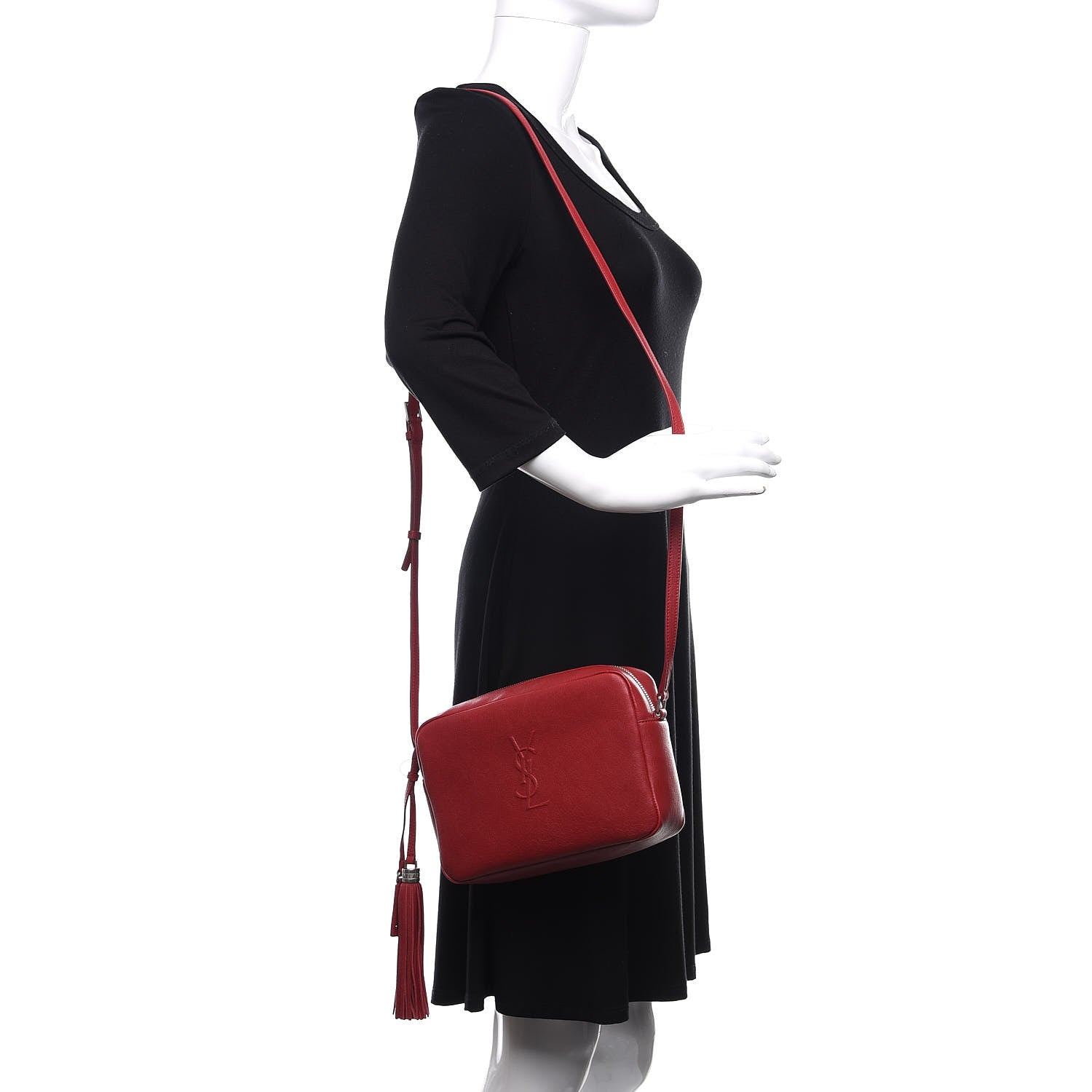 Saint Laurent Lambskin Monogram Small Lou Camera Bag Lipstick Red 2 of 9