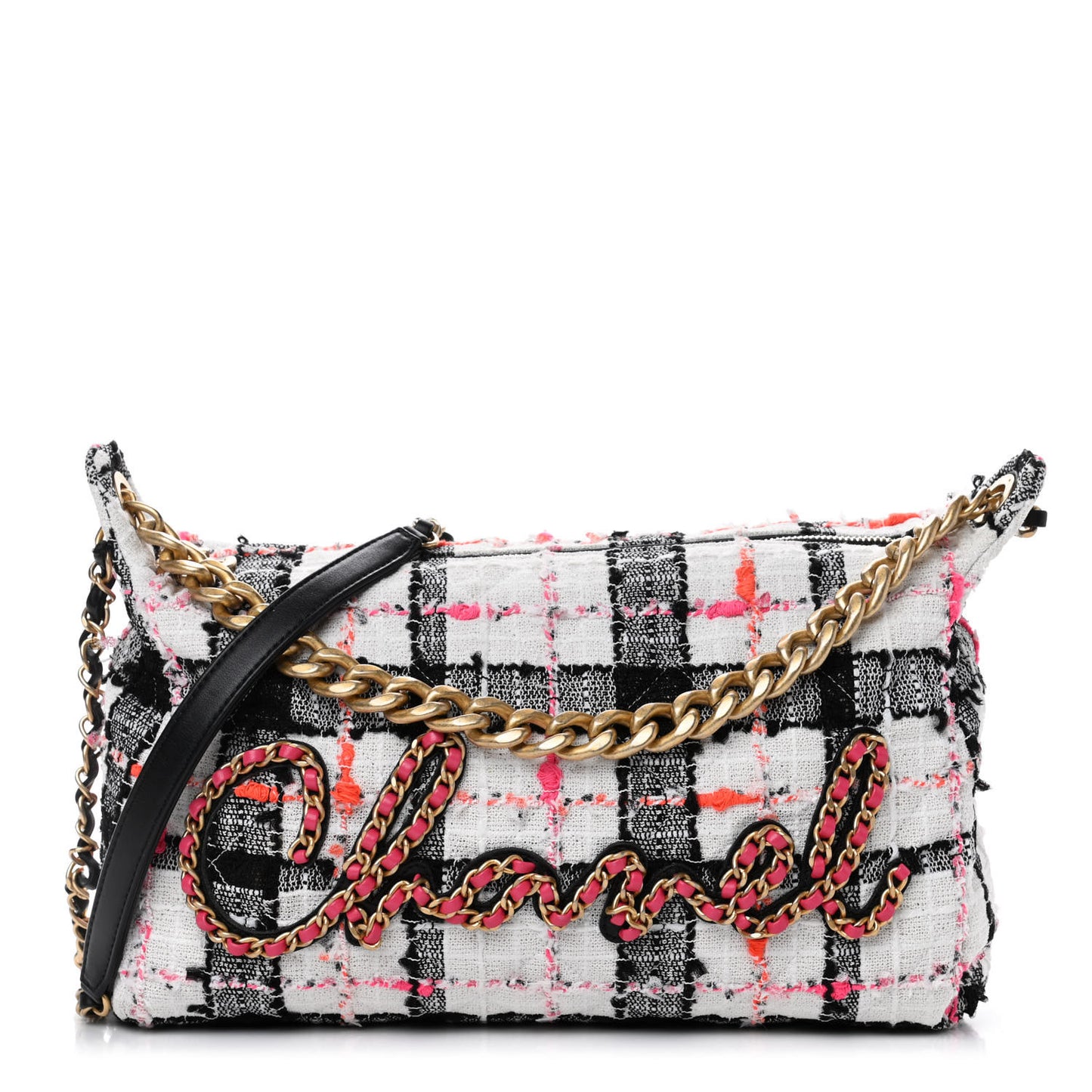 Tweed Calfskin Signe Hobo Coral White Black