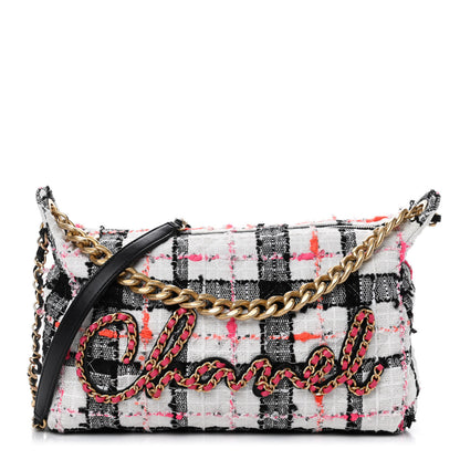Chanel Tweed Calfskin Signe Hobo Coral White Black 1 of 5