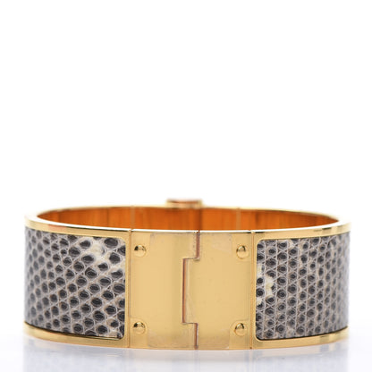 Hermes Lizard Charniere Cuir Wide Hinged Bracelet S Ombre 3 of 6