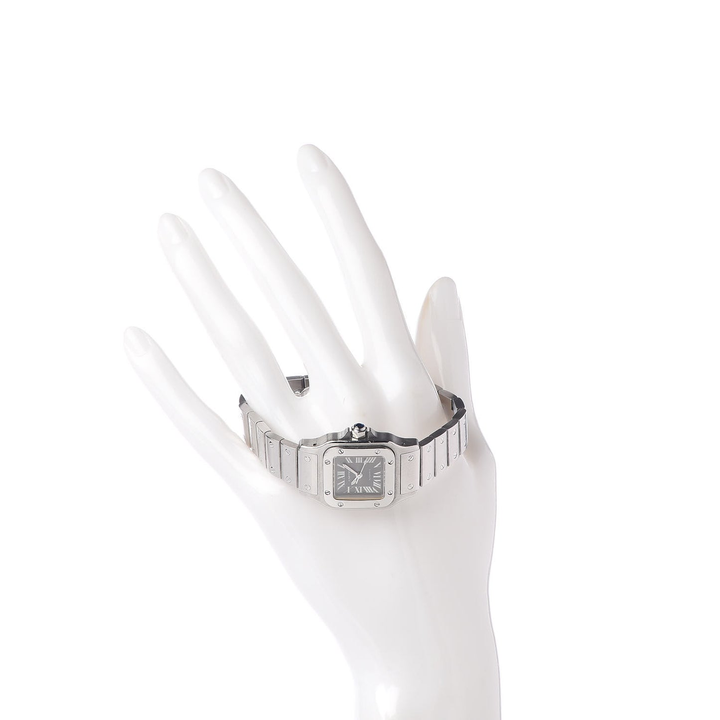 Stainless Steel 24mm Santos De Cartier Galbee Quartz Watch Black
