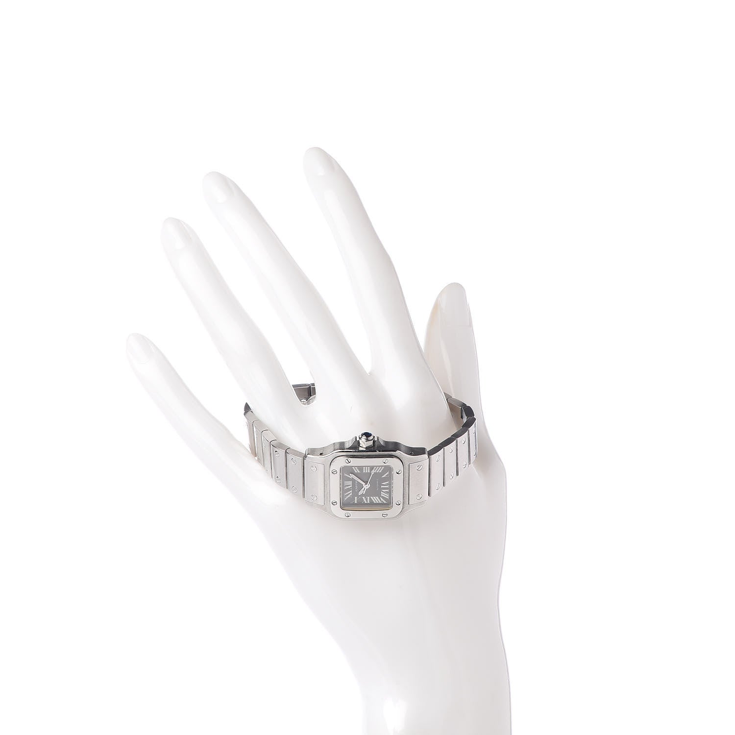 Cartier Stainless Steel 24mm Santos De Cartier Galbee Quartz Watch Black 2 of 6