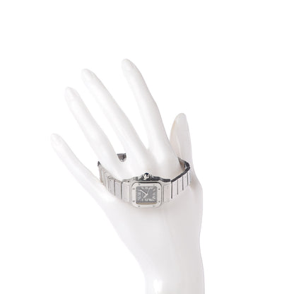 Cartier Stainless Steel 24mm Santos De Cartier Galbee Quartz Watch Black 2 of 6