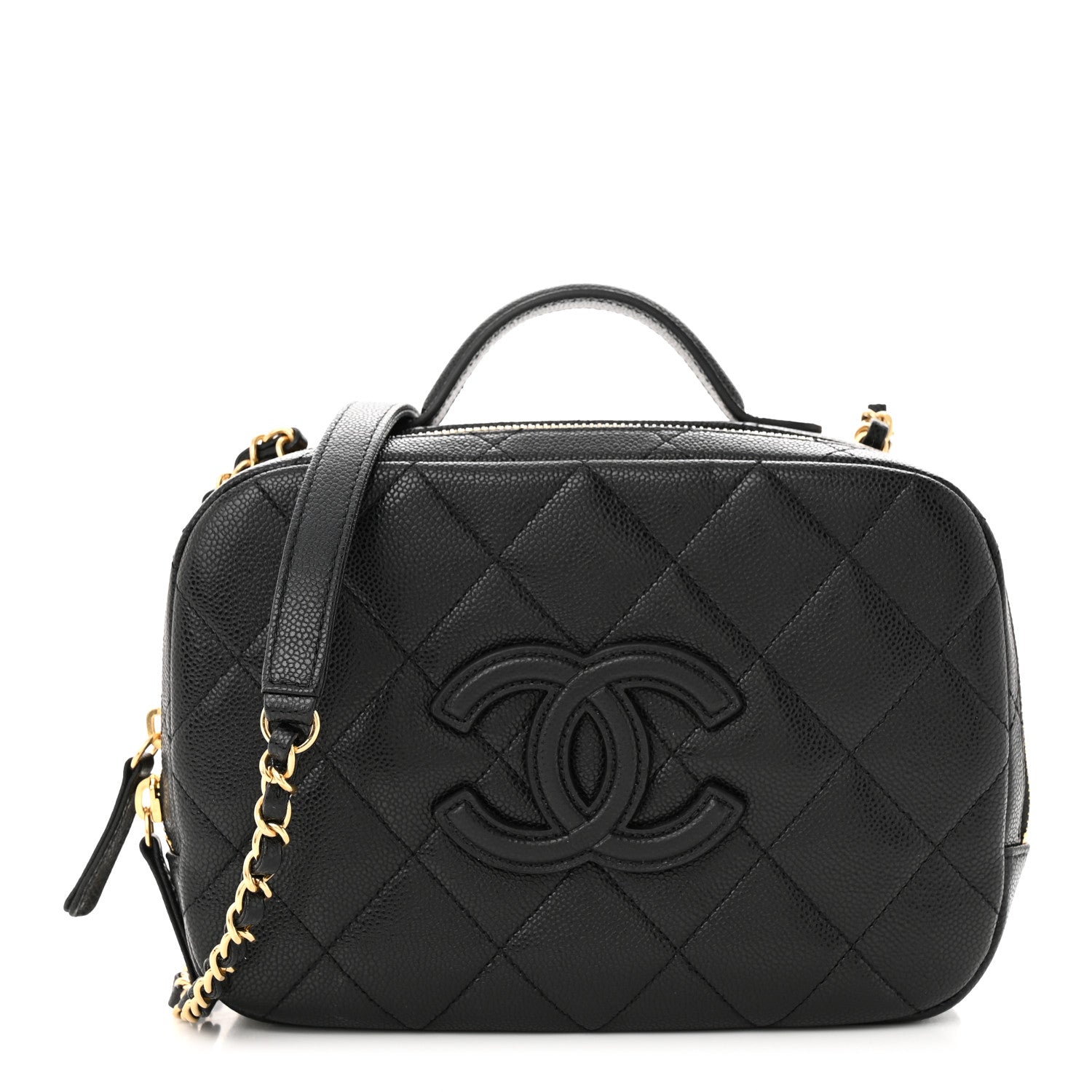 Chanel Caviar Quilted CC Small Top Handle Vanity Case Black 1 of 12