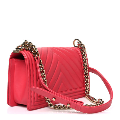 Chanel Calfskin Chevron Quilted Medium Boy Flap Pink 3 of 11