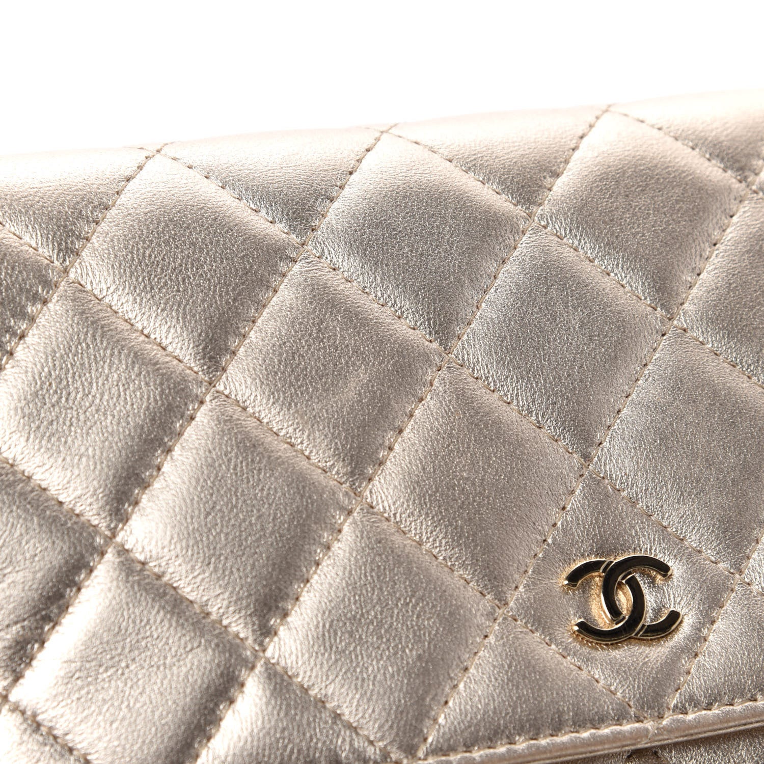 Chanel Metallic Lambskin Quilted Wallet On Chain WOC Gold 8 of 17