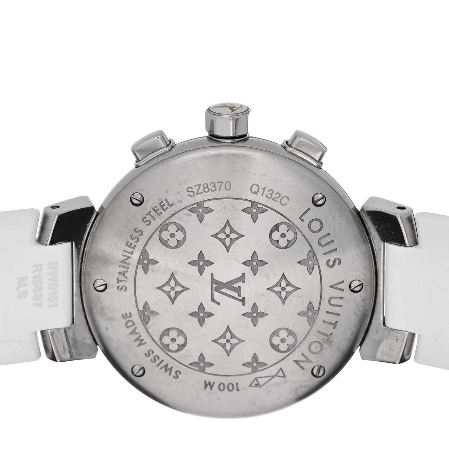 Louis Vuitton Stainless Steel Rubber Mother of Pearl 34mm Tambour Lovely Cup Quartz Watch 4 of 4