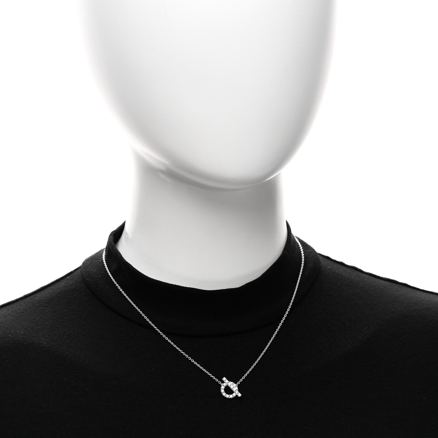 Hermes 18K White Gold Diamond Finesse Pendant Necklace 2 of 6