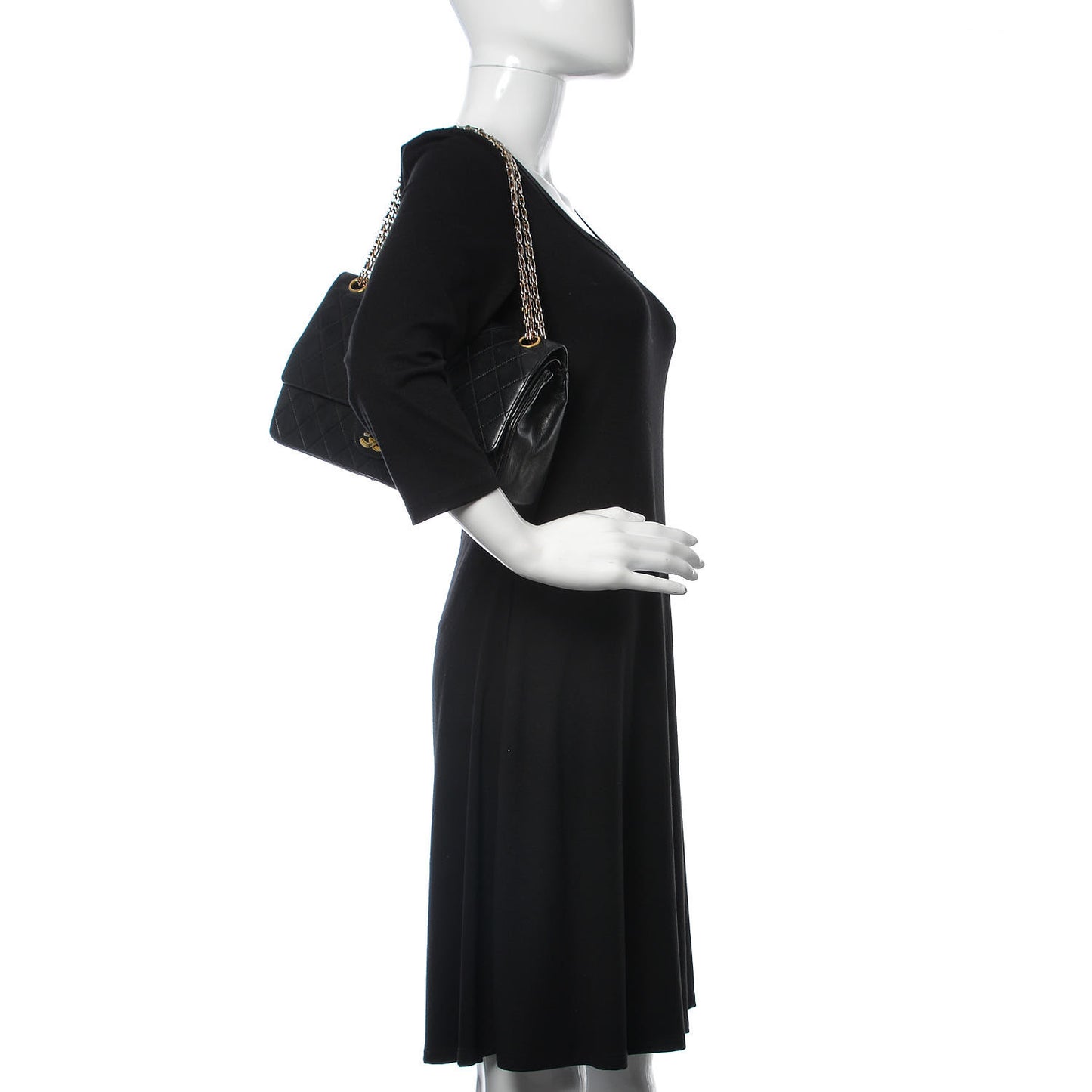Lambskin Quilted Medium Double Flap Bijoux Chain Black