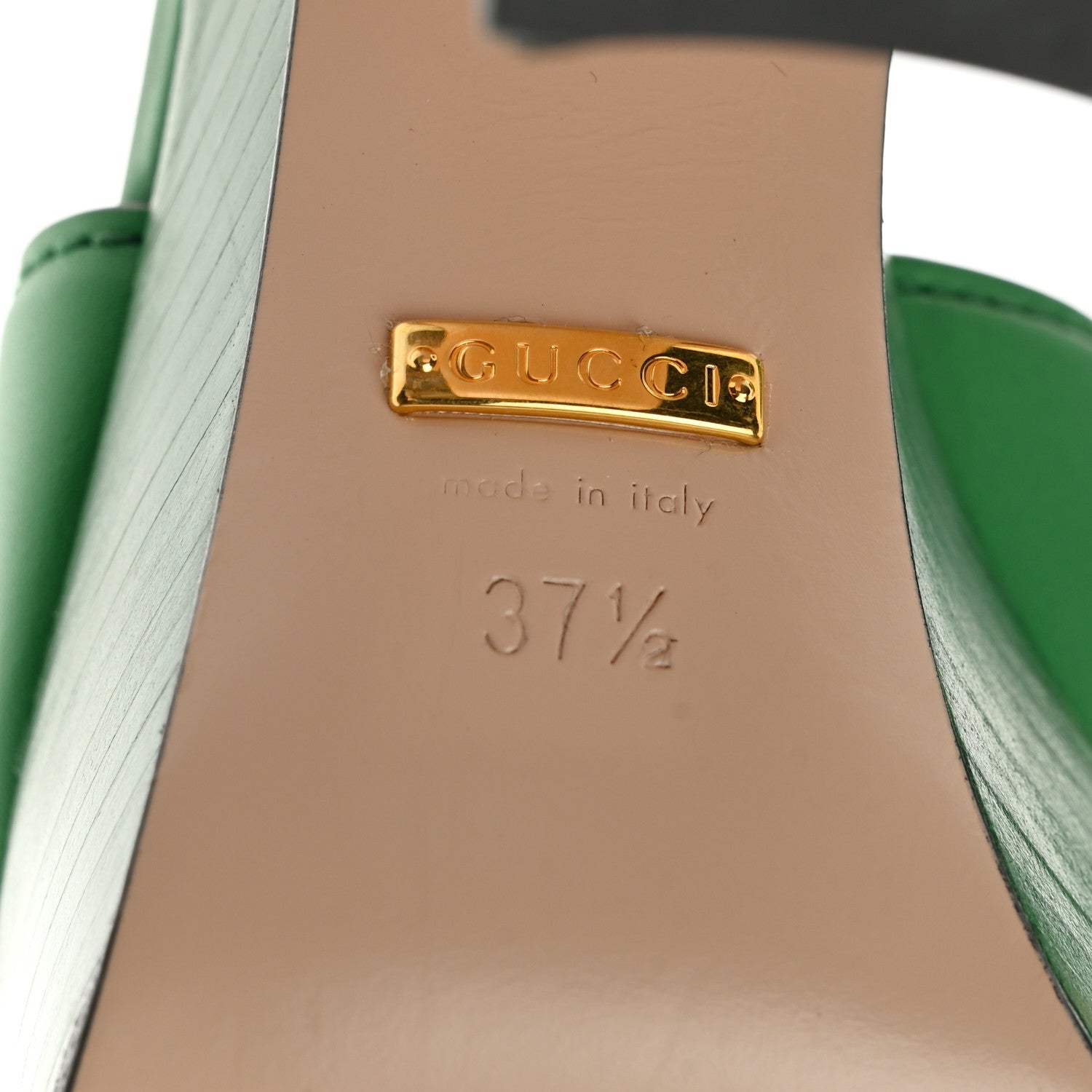 Gucci Cosmos Softy Calfskin Wooden Interlocking G Cut-Out 30/120mm Platform Sandals 37.5 New Shamrock 7 of 12