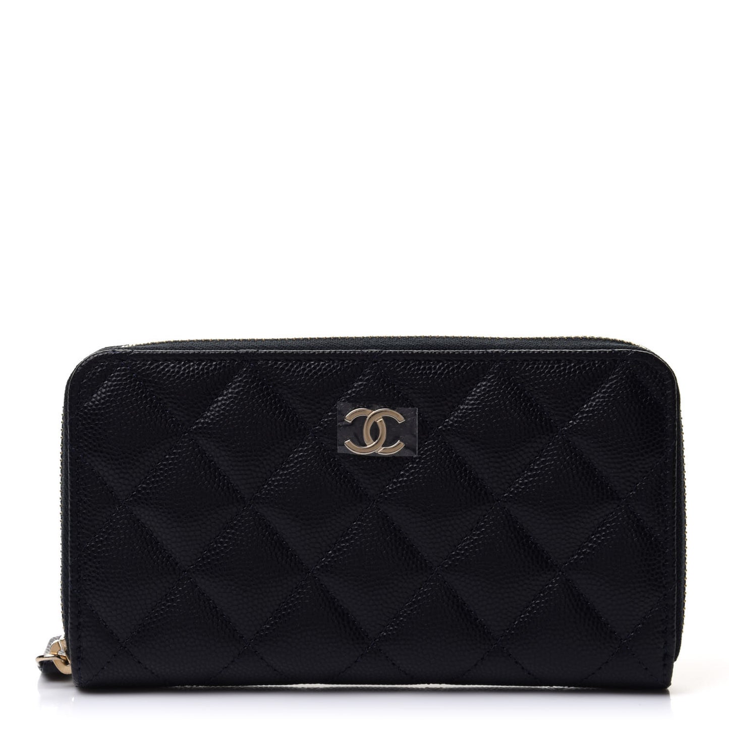 Caviar Quilted Small Zip Around Wallet Navy