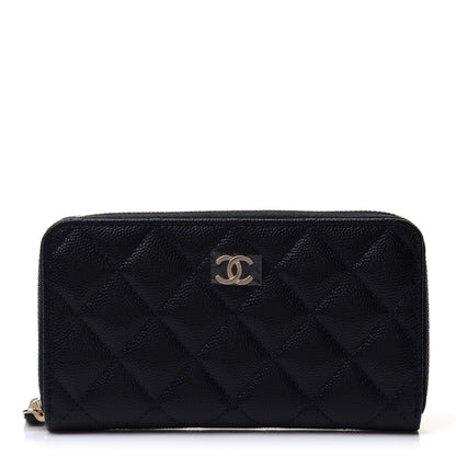 Chanel Caviar Quilted Small Zip Around Wallet Navy 1 of 12