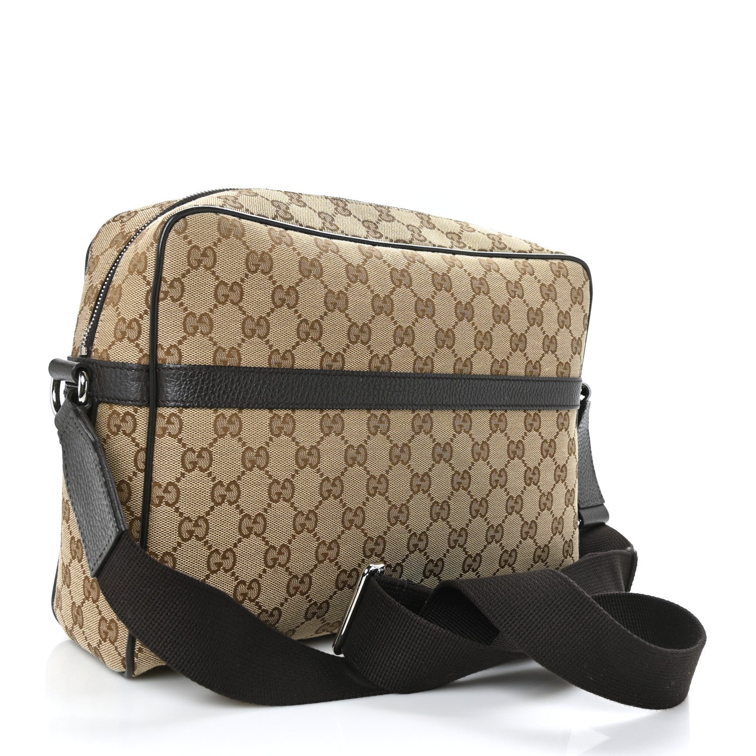 Gucci Monogram Dollar Calfskin Large Camera Case Beige Ebony Testa di Moro Marrone Scuro 3 of 11