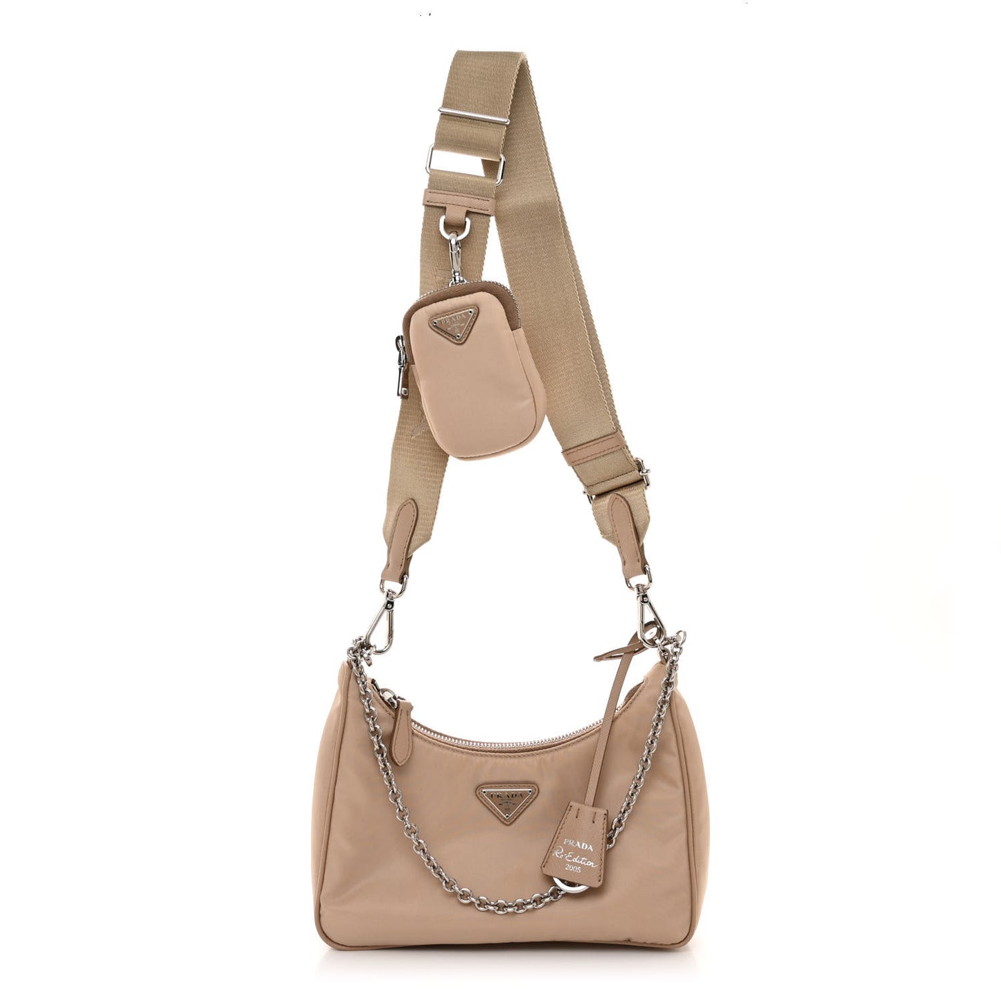 Tessuto Saffiano Re-Edition 2005 Shoulder Bag Cammeo