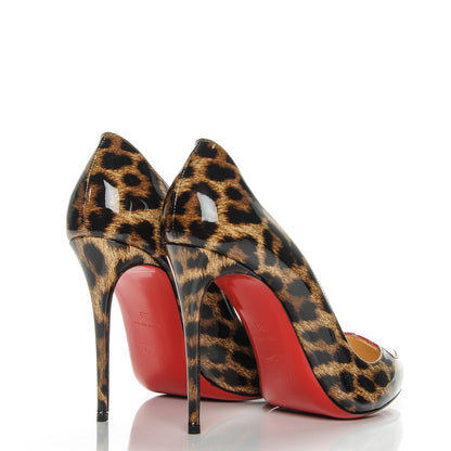 Christian Louboutin Patent Leopard Doracora 100 Pumps 39 Brown Red 4 of 10