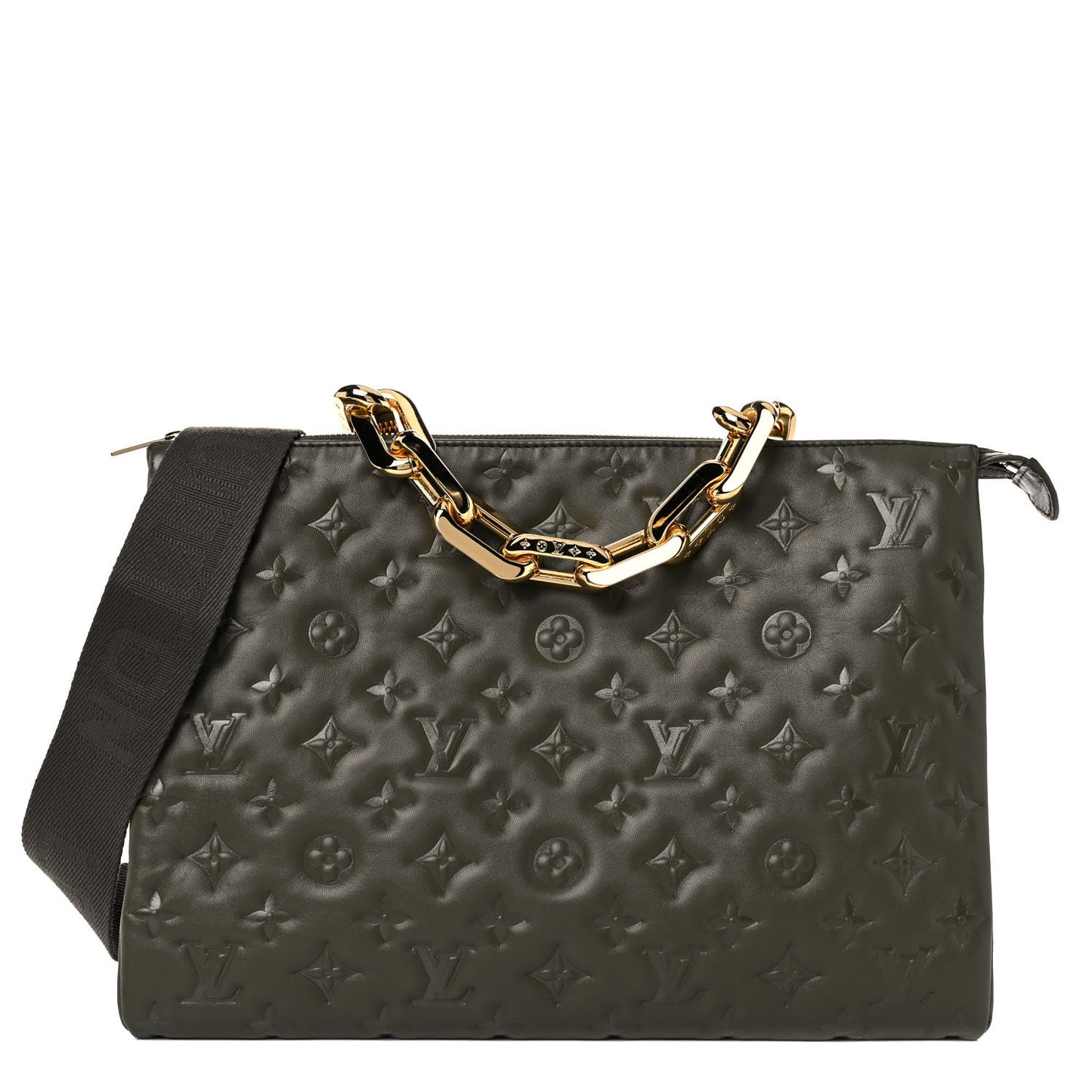 Lambskin Embossed Monogram Coussin MM Khaki