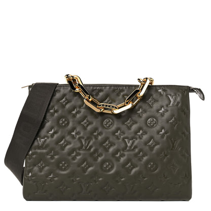 Louis Vuitton Lambskin Embossed Monogram Coussin MM Khaki 1 of 8